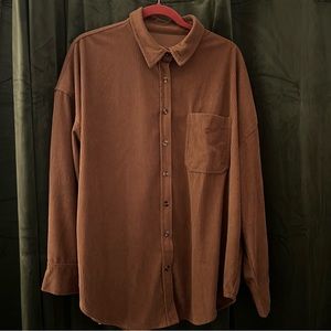 Tan Corduroy Button Down Shirt Size XL